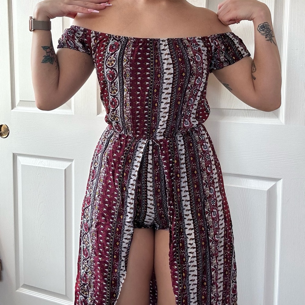 Long half skirt romper